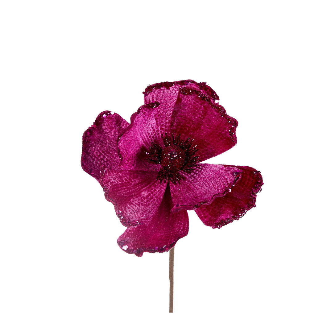Fuschia Poppy Flower Pick