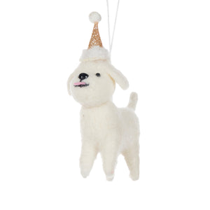 Wool Maltese With Party Hat