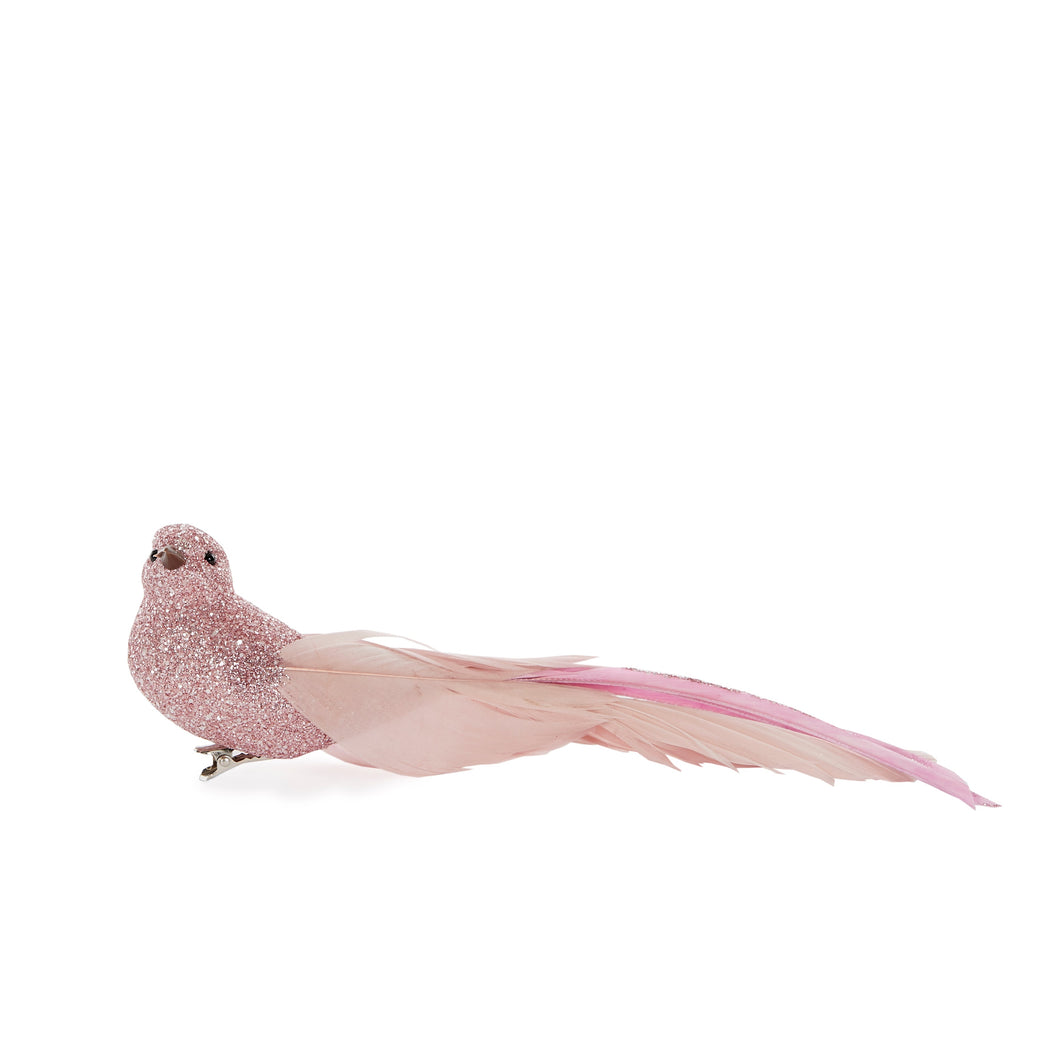 Blush Feather Clip Bird