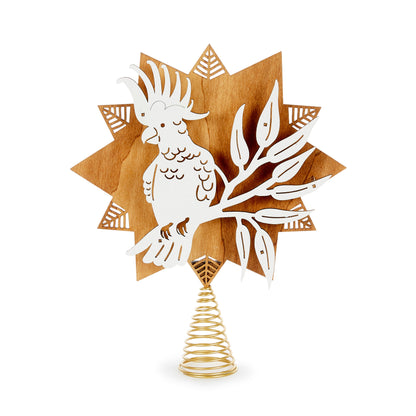 Wooden Tree Topper Star Cockatoo