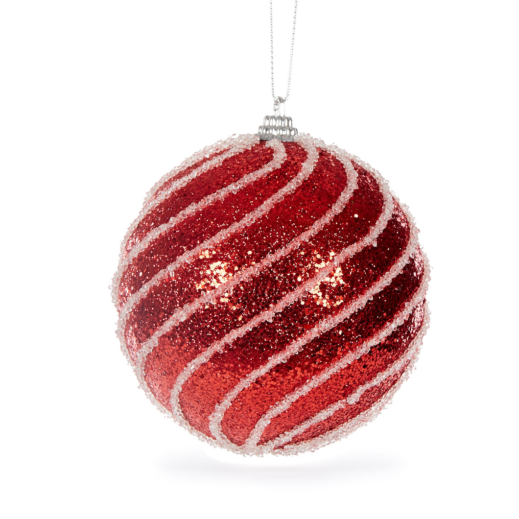 Red And White Sugar Swirl Bauble