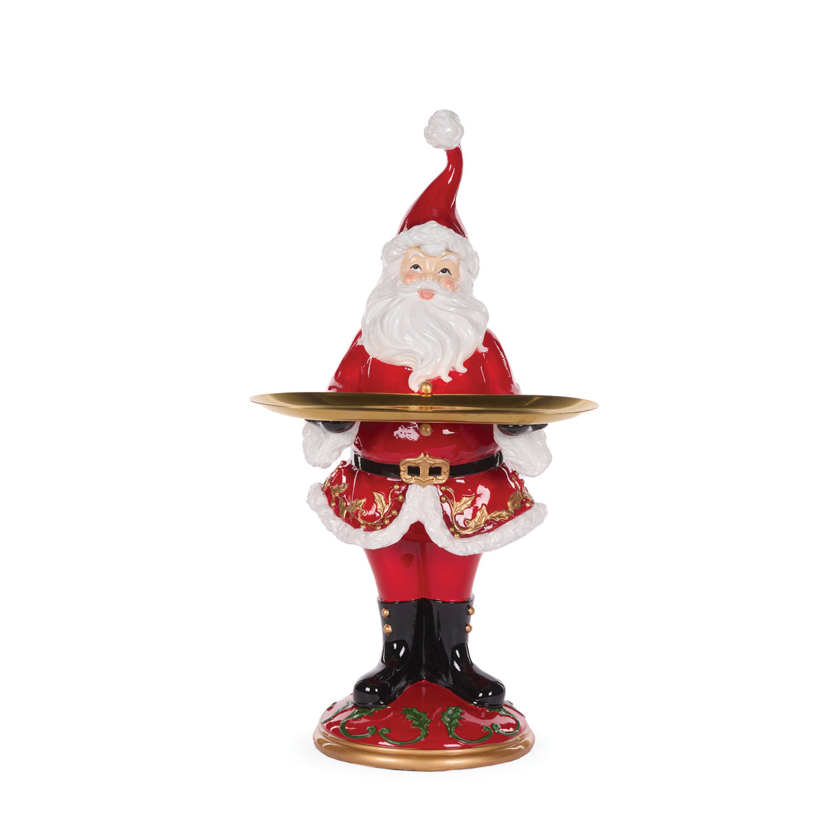Traditional Holly Leaf Serving Santa