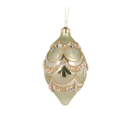 Mint Embellished Scallop Drop Bauble