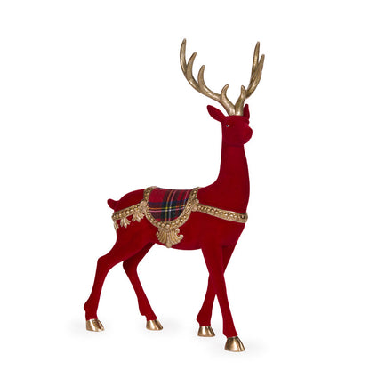 33.5cm Flocked Red Baroque Reindeer