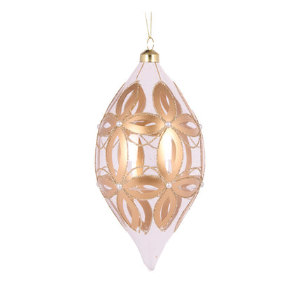 Gold Embossed Fleur Drop Bauble
