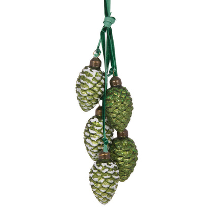 Frosted Green Pinecone Cluster