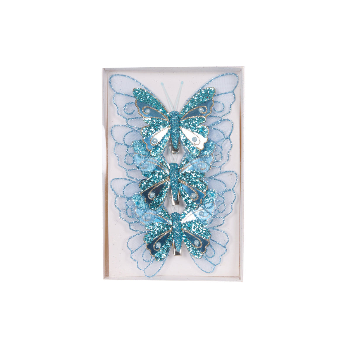 3pk Light Blue Embellished Butterflies