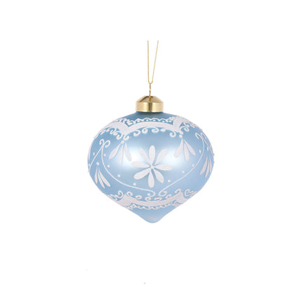 Elaborate Frosted Blue Onion Bauble
