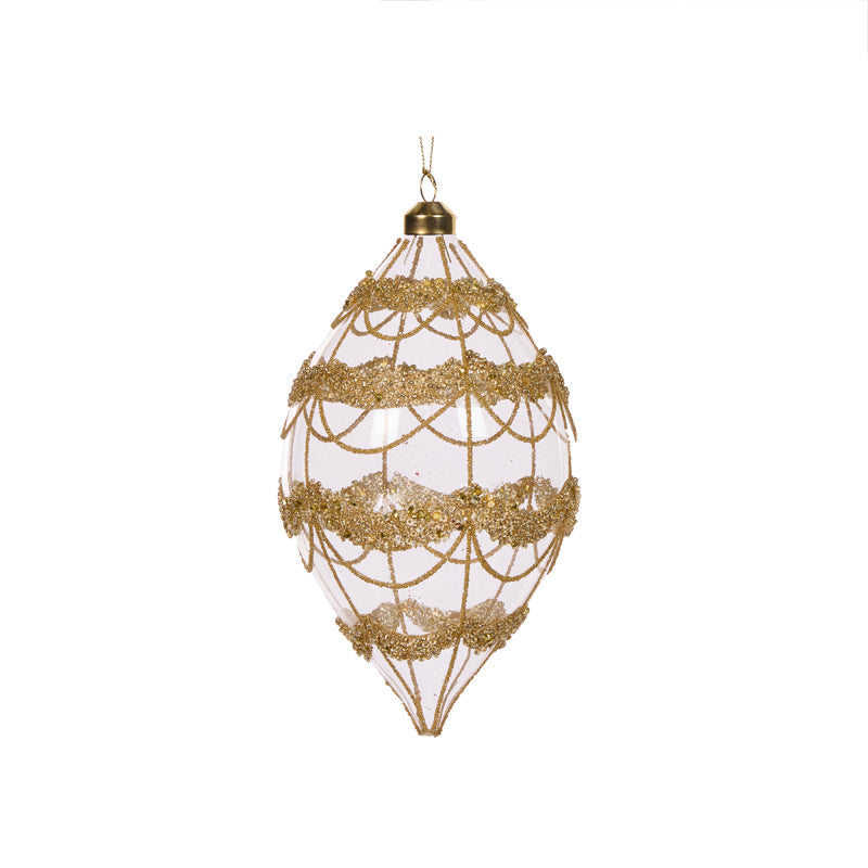 Round Glittered Scallop Drop Bauble