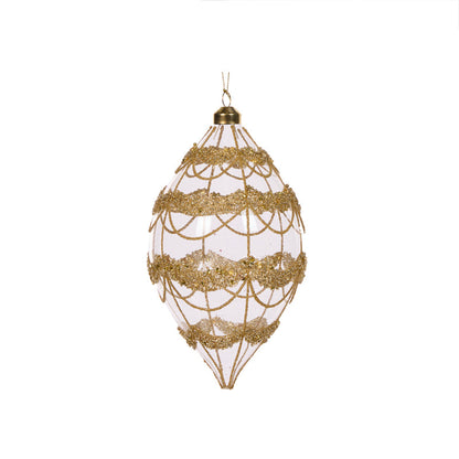 Round Glittered Scallop Drop Bauble