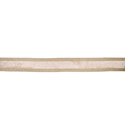 6.3cm Dusty Pink And Champagne Double Striped Velvet Ribbon