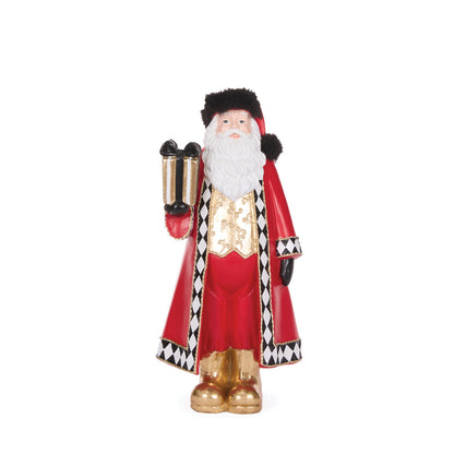 30cm Harlequin Santa With Gift