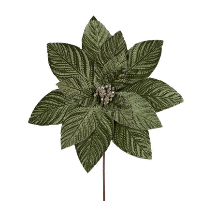 Luxe Mint Velvet Embossed Poinsettia