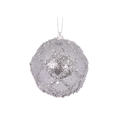 MINI SILVER GLITTERED LATTICE BAUBLE