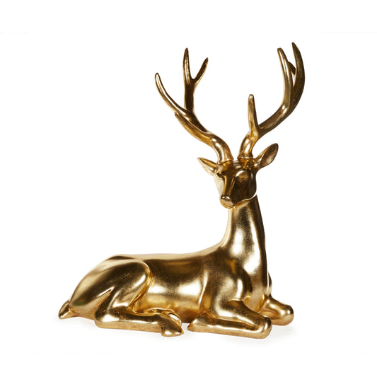 GOLDEN LYING DEER WITH WREATH