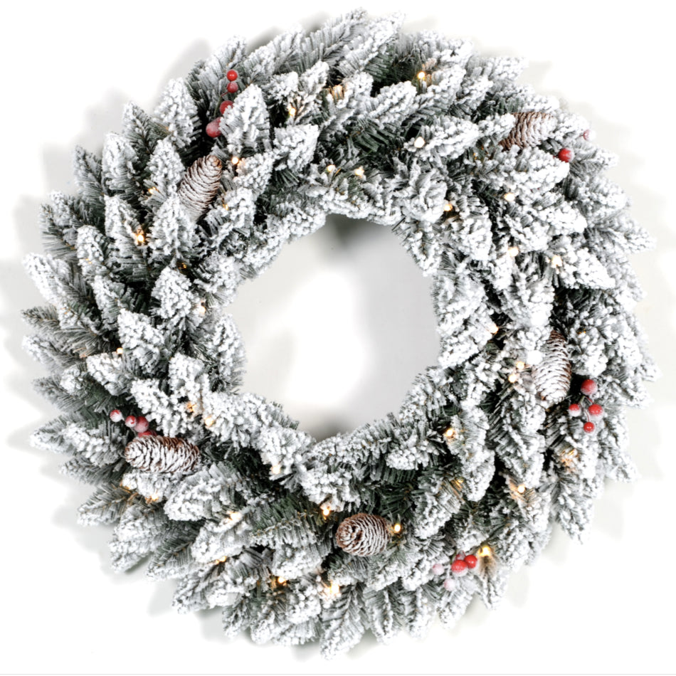 60 Cm Aspen Fir Snow Wreath - 50 Led