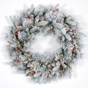 60 Cm Douglas Fir Snow Wreath - 50 Led