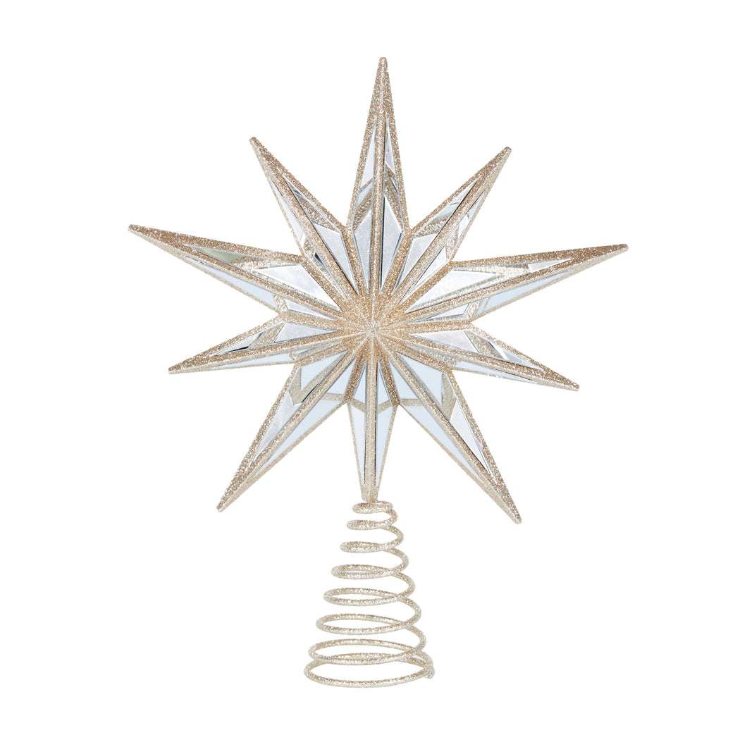 9 Point Mirrored Tree Topper Star Champagne