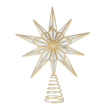 Load image into Gallery viewer, 9 Point Mirrored Tree Topper Star Gold
