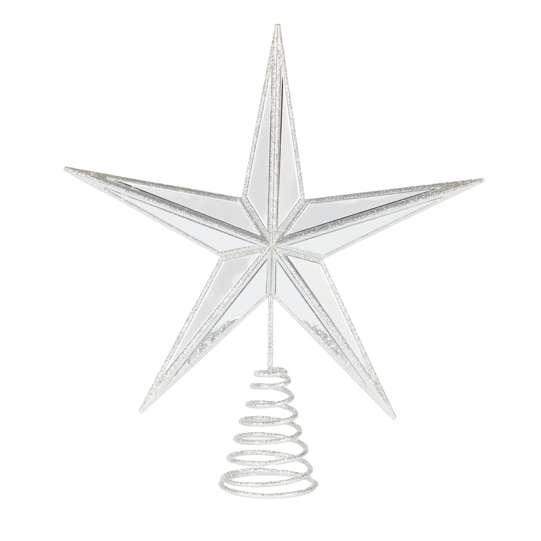 5 Point Mirrored Tree Topper Star Silver