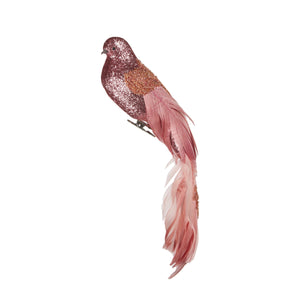 Pink Beaded Parrot Clip Bird