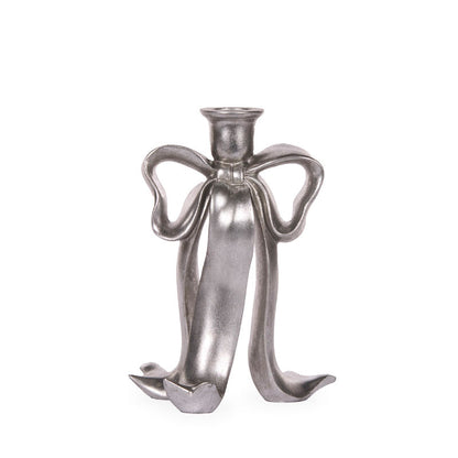 23cm Silver Bow Candle Holder