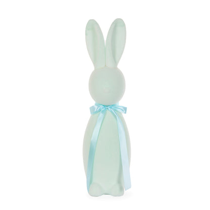 XL FLOCKED RABBIT WITH BOW AQUA