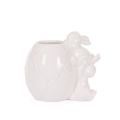 WHITE BUNNY BLOSSOM EGG VASE