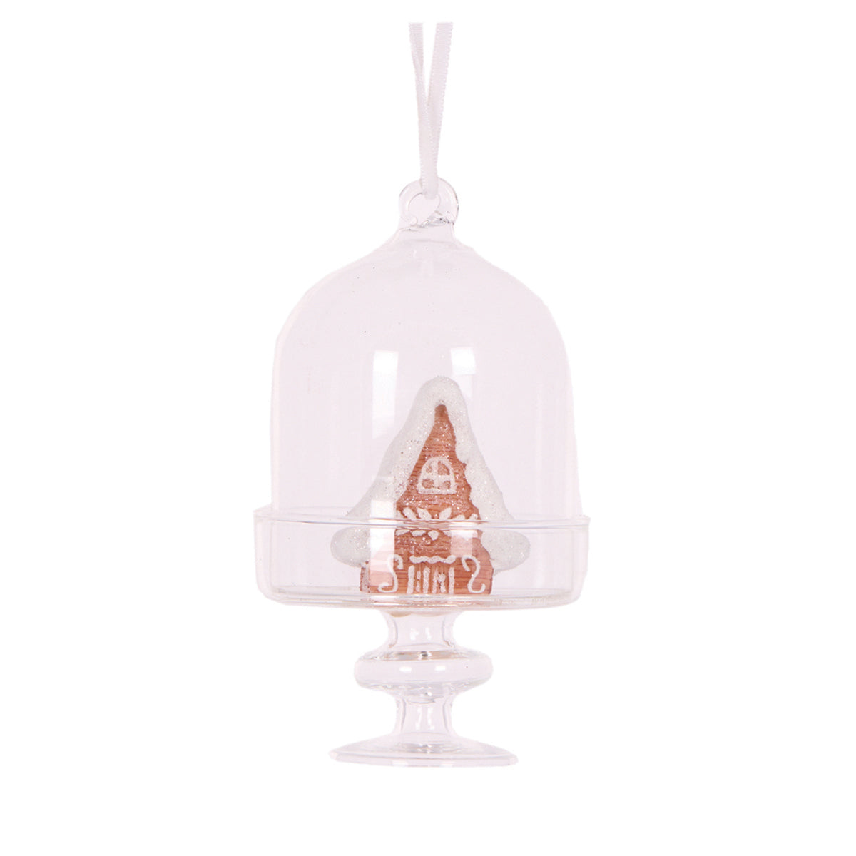 Glass Gingerbread Cloche Hanging