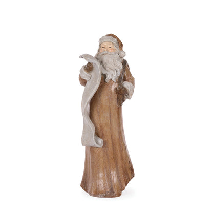 47cm Woodgrain Santa With List