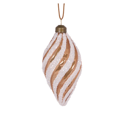 Frosted Gingerbread Swirl Drop Bauble