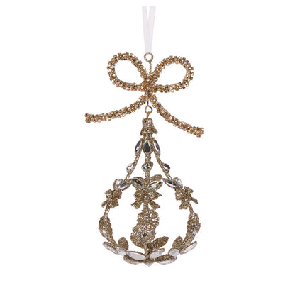Champagne Jeweled Bow Drop Bauble