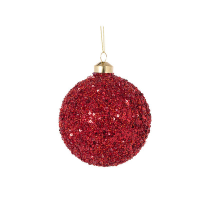 Ruby Textured Glitter Bauble