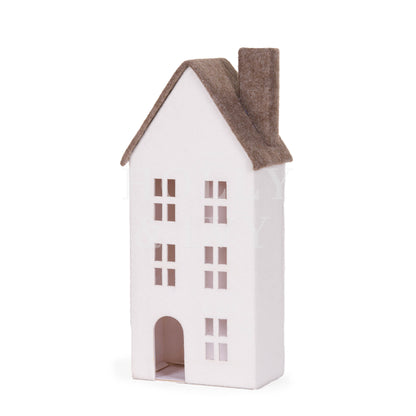 White Wool Townhouse Ornament