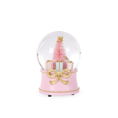 Musical Champagne And Pink Bow Snow Globe