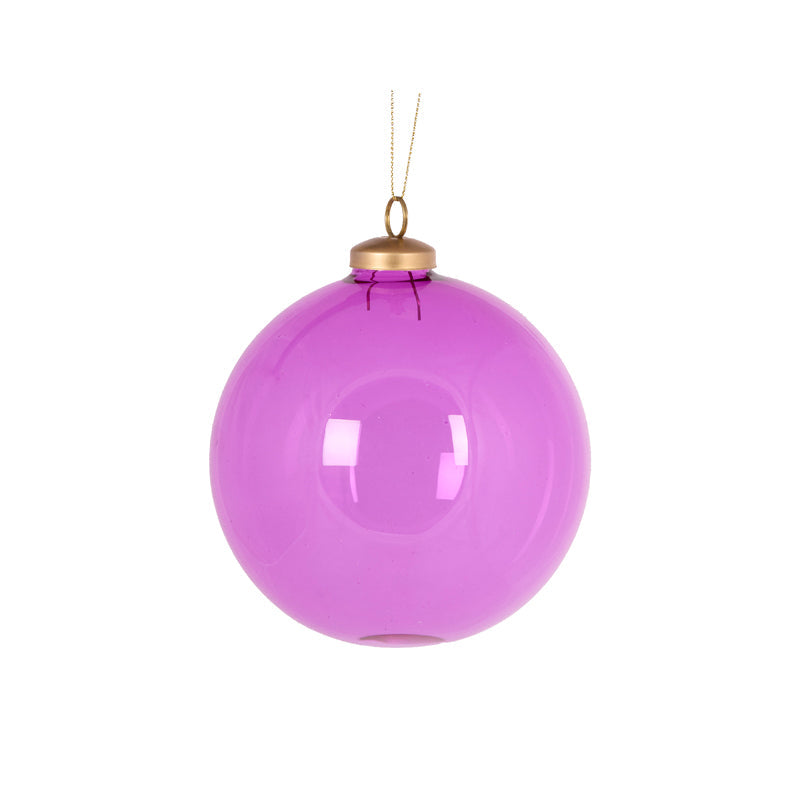 12cm Magenta Glass Bauble