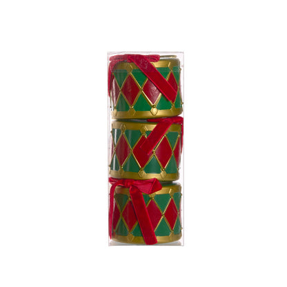 Set/3 Red And Green 7cm Hanging Drums