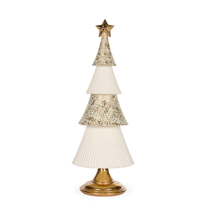 41cm White And Gold Layered Tree