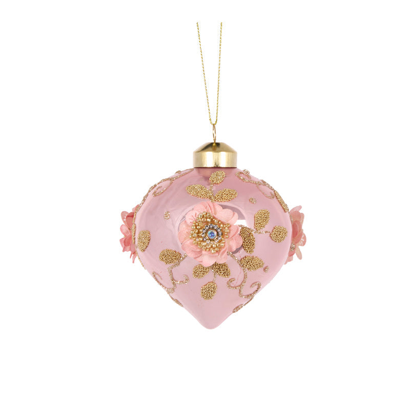 Embellished Pink Poppy Onion Bauble