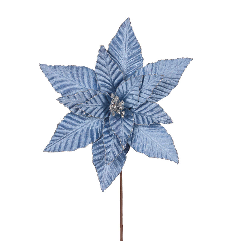 Embossed Blue Poinsettia