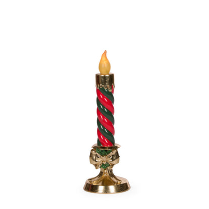 32cm LED Red And Green Swirl Bow Candle