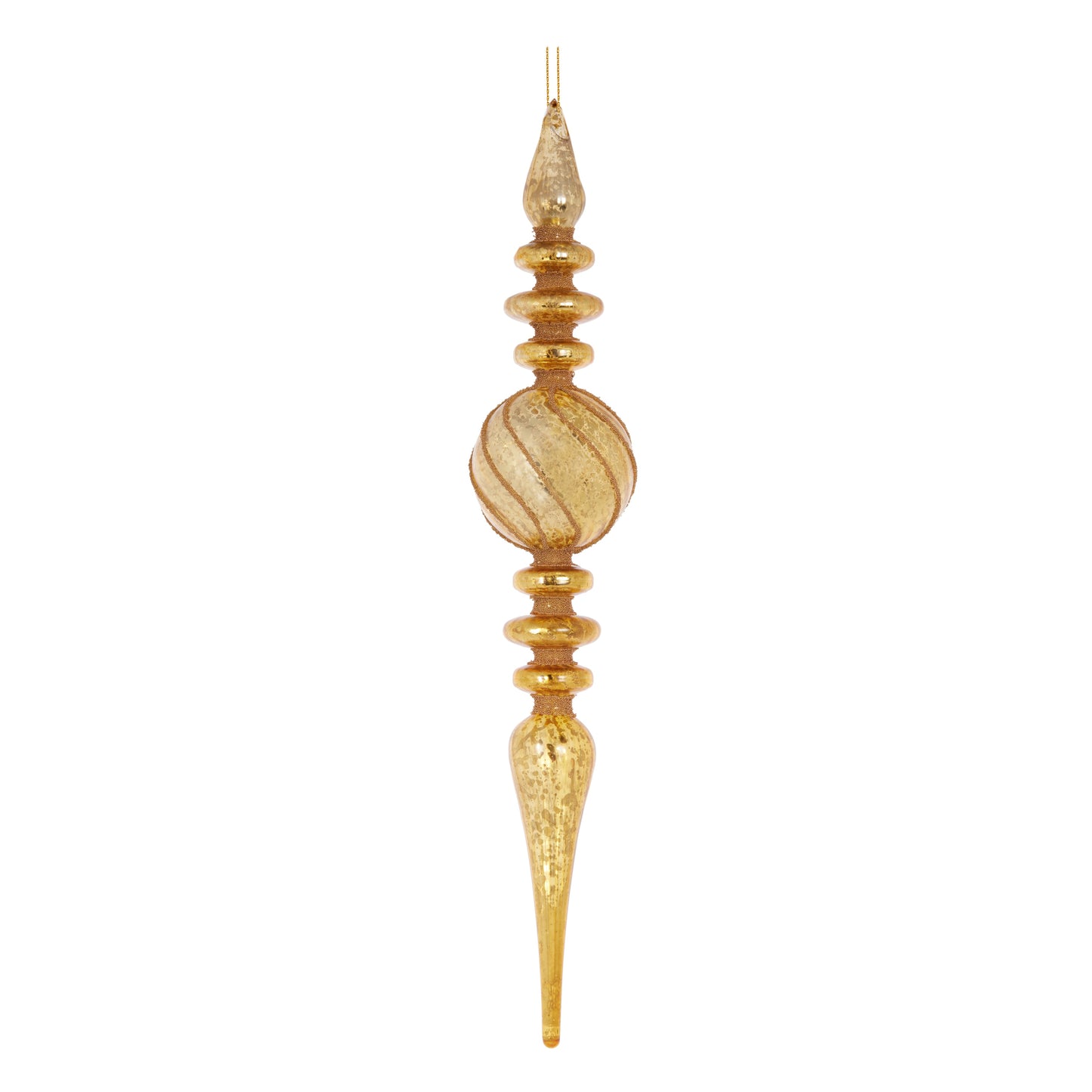 XL Glass Gold Beaded Finial