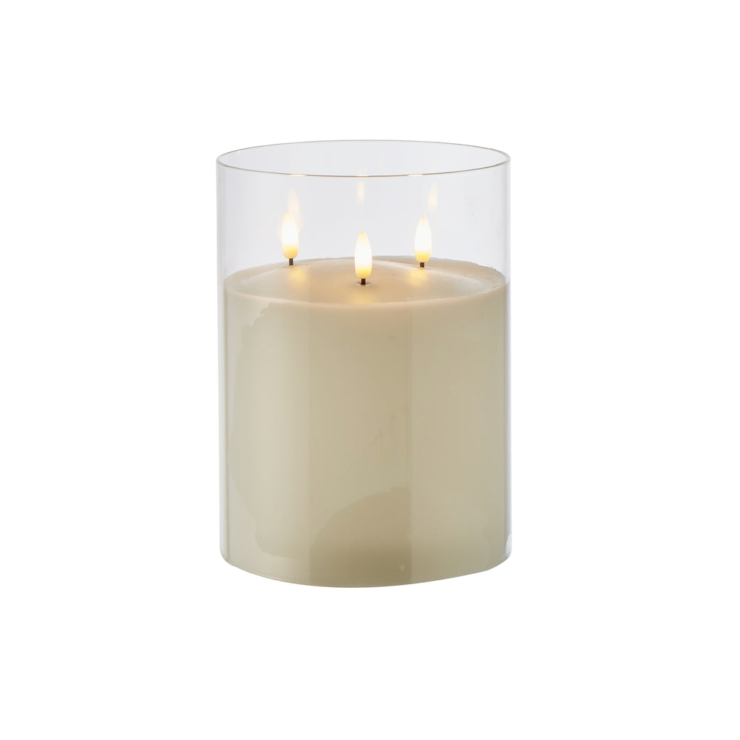Clear Glass Triflame Candle Medium