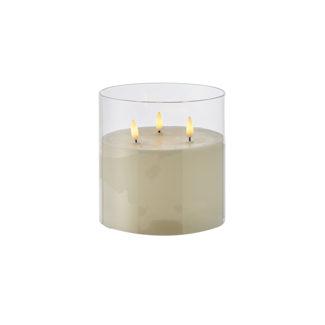 Clear Glass Triflame Candle Small
