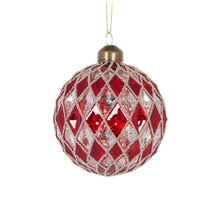 Load image into Gallery viewer, Red And White Intricate Diamond Bauble
