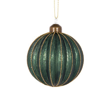 Load image into Gallery viewer, Matte Emerald Glitter Ribbed Bauble
