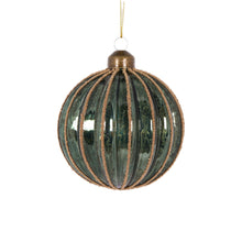 Load image into Gallery viewer, Emerald Glitter Ribbed Bauble
