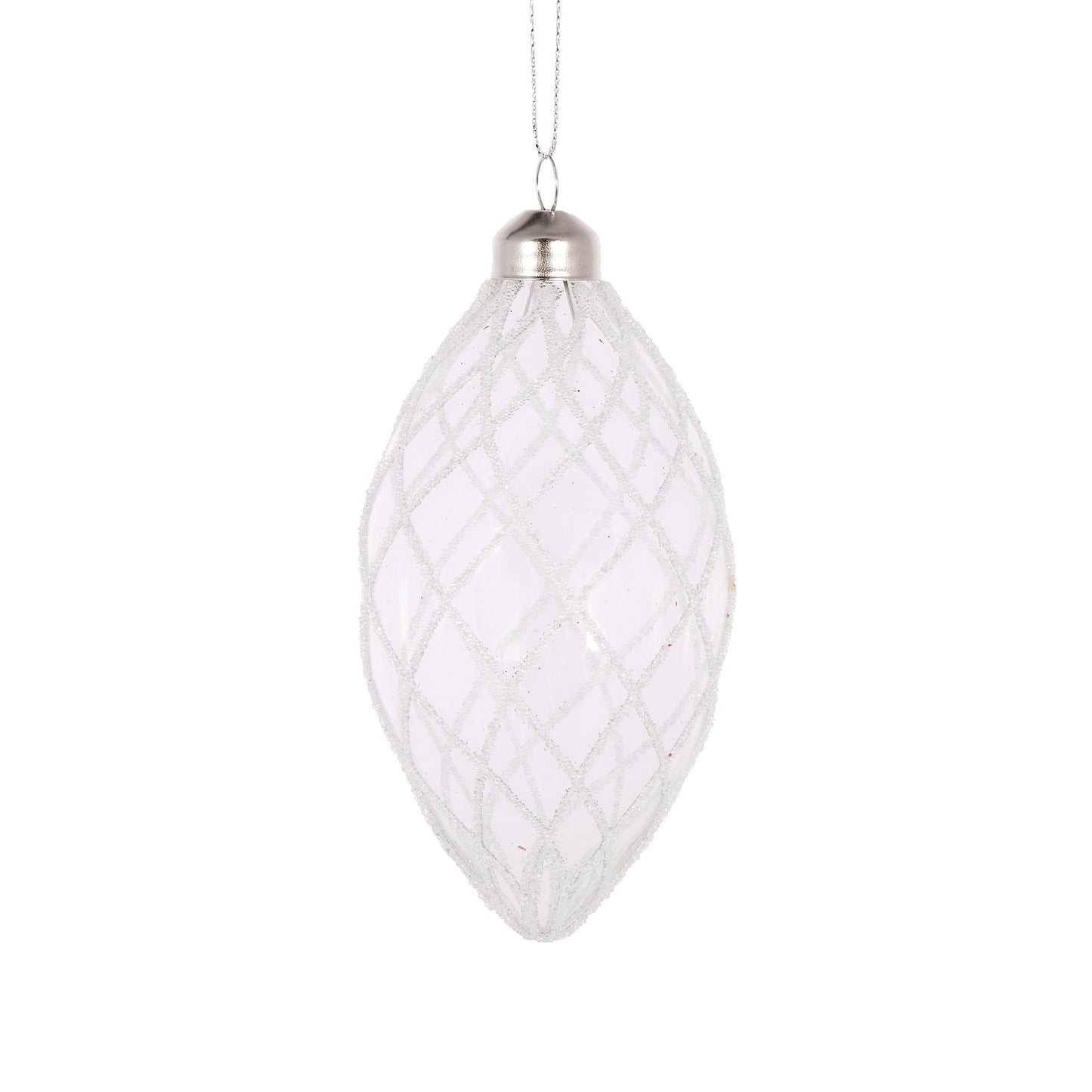 White Quilted Drop Bauble