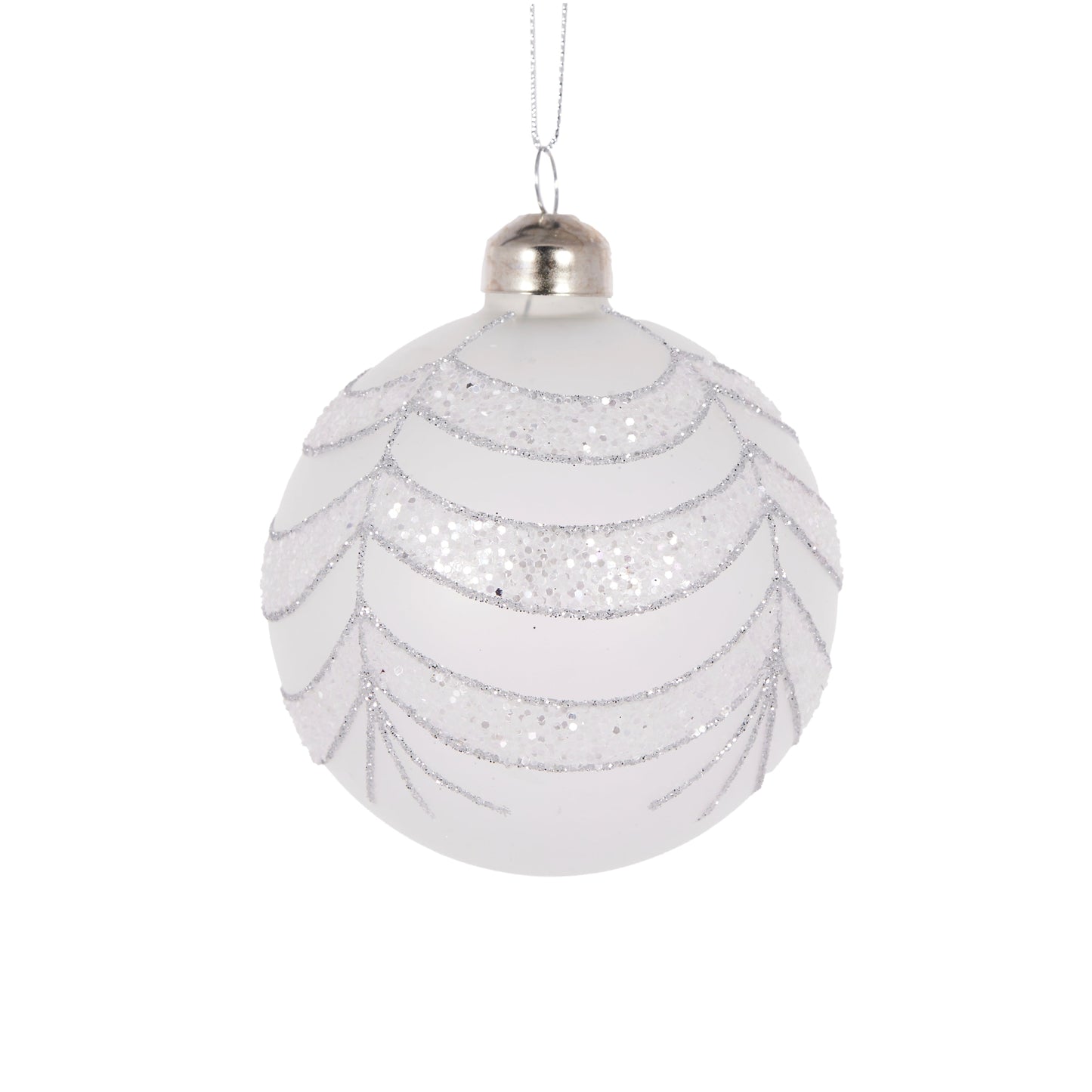 White Glitter Draped Bauble