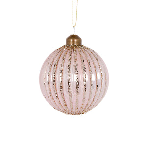 Pink Glitter Ribbed Bauble